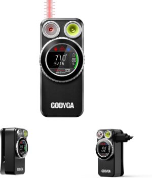 GODYGA TorchEye RD EDC Clip-On Flashlight with Laser Distance Meter, 650LM White & 175LM Red Light, Type-C Rechargeable, Smart Display, Magnetic Work Light for Emergency, Indoor Measurement