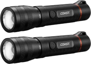 Coast G60R 1000 Lumen Waterproof Rechargeable LED Flashlight, 2-Pack
